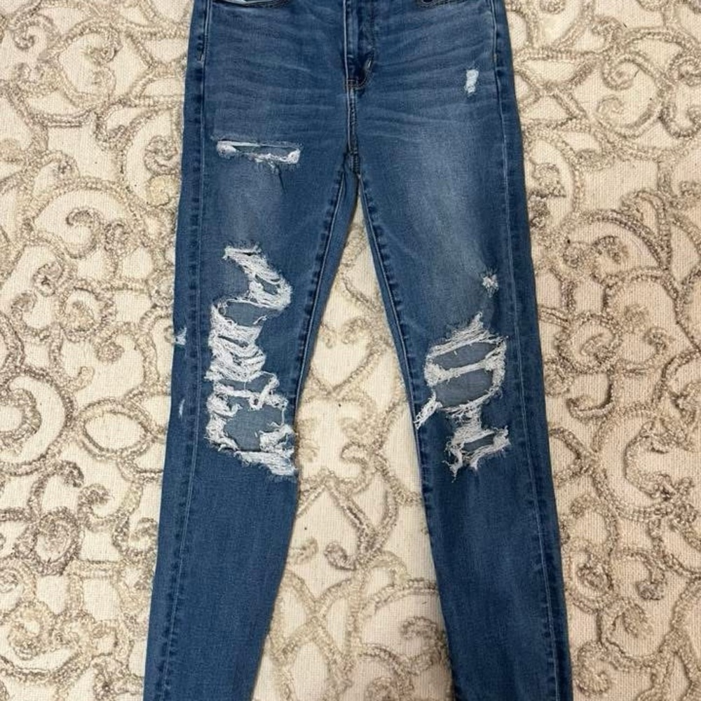 American Eagle Outfitters Ripped Blue Skinny Jeans